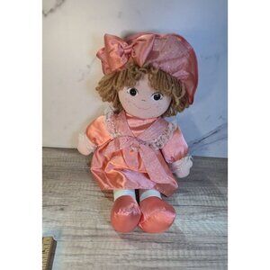 TB Trading co   Vintage Rag Doll With Pink Dress & Hat 17" freckles